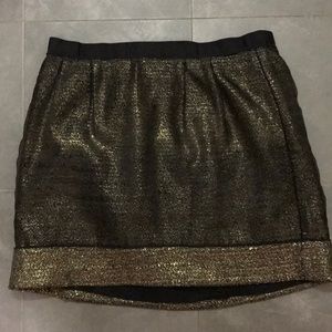 Ann Taylor -Loft black and gold mini skirt